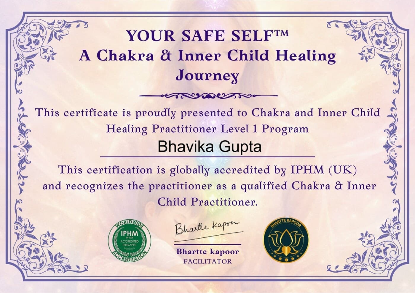 Chakra & Inner Child Healing Practitioner certificate